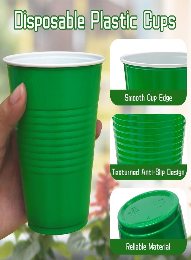 BONSINY 200 Count Green Plastic Cups - Green Disposable Cups for Party Birthday Picnics St Patricks Day (16 oz) - Image 4